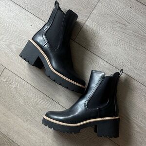 Black Chunky Heel Chelsea Boots